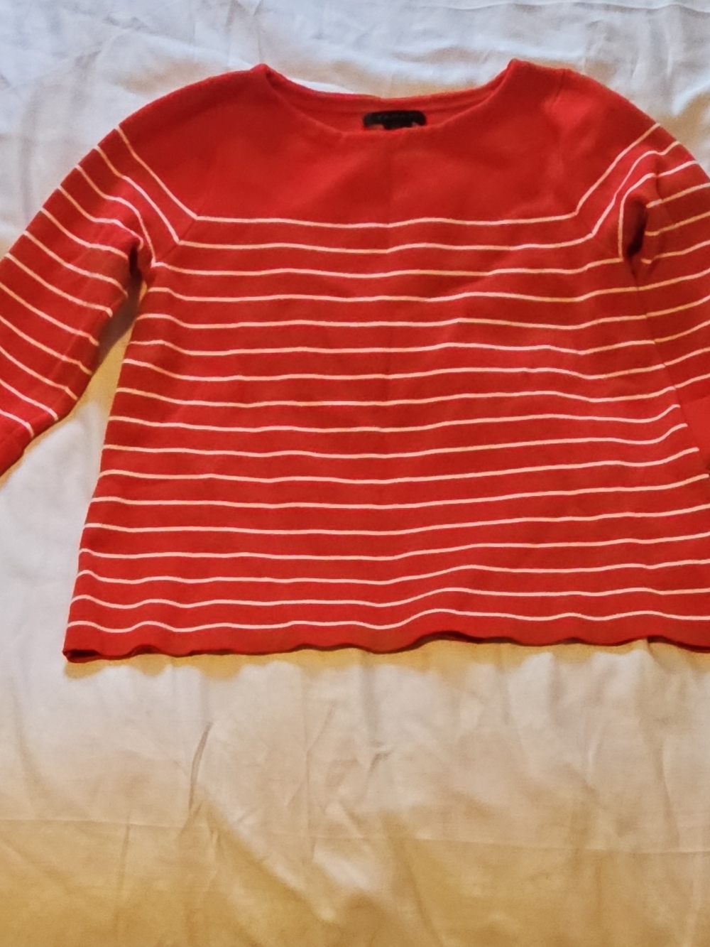 Tahari Red and White Striped Scoopneck Sweater